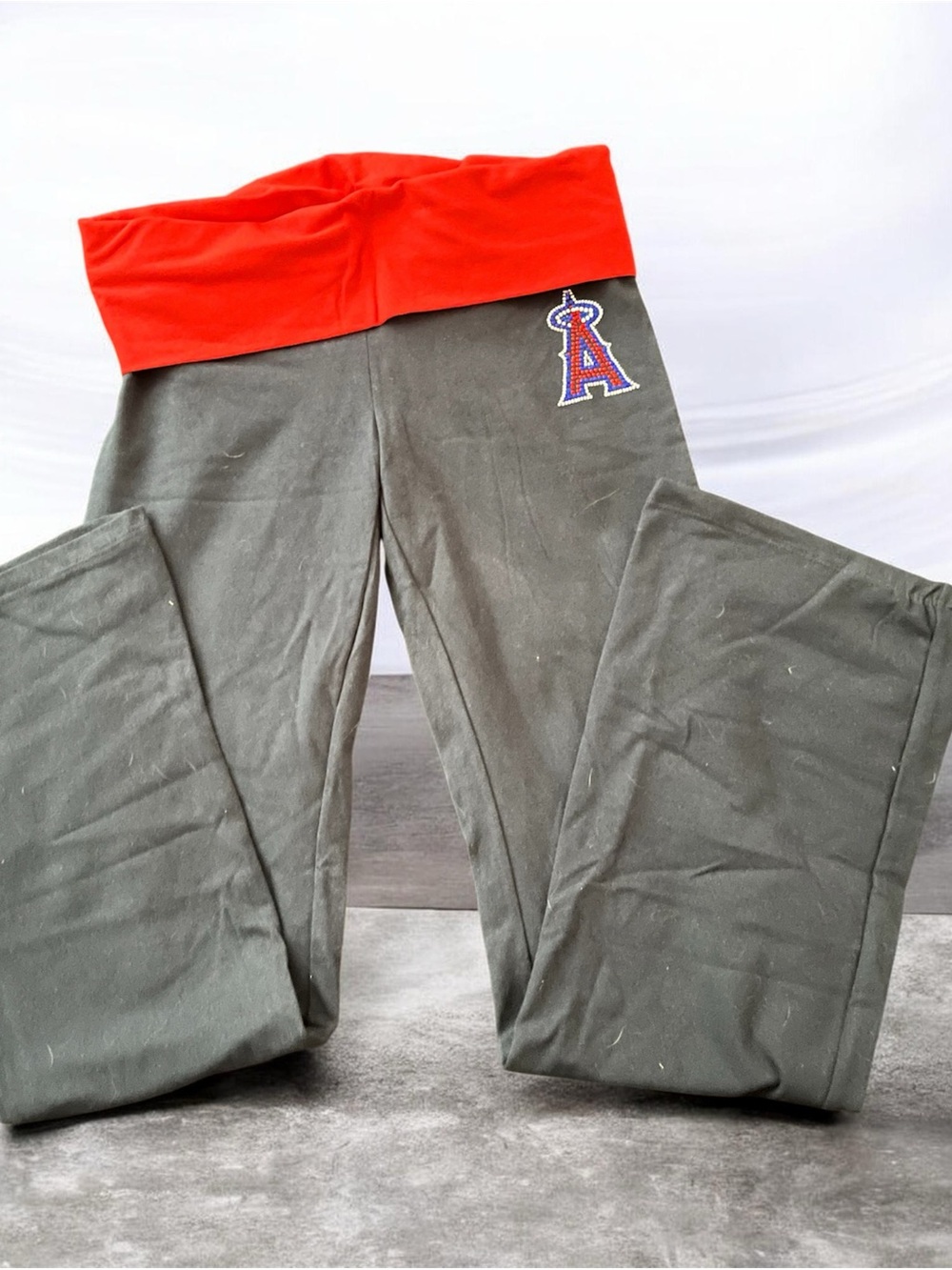 Victorias Secret Angels MLB Navy Blue flare yoga Pants with Red Waistband